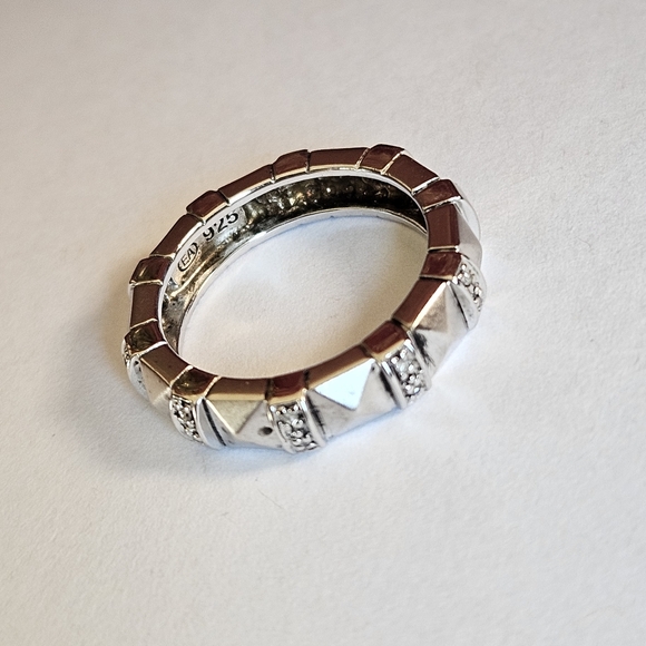 Ross Simons Gunmetal Sterling silver Thick Diamond Band Ring EA - Picture 1 of 9